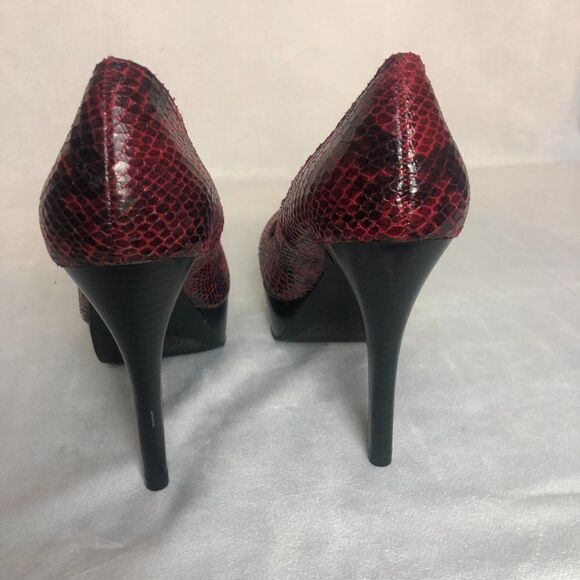 Sophia Vergara Platform Heels Faux Snake Skin Red Black Sz.7.      B1 - Picture 4 of 9